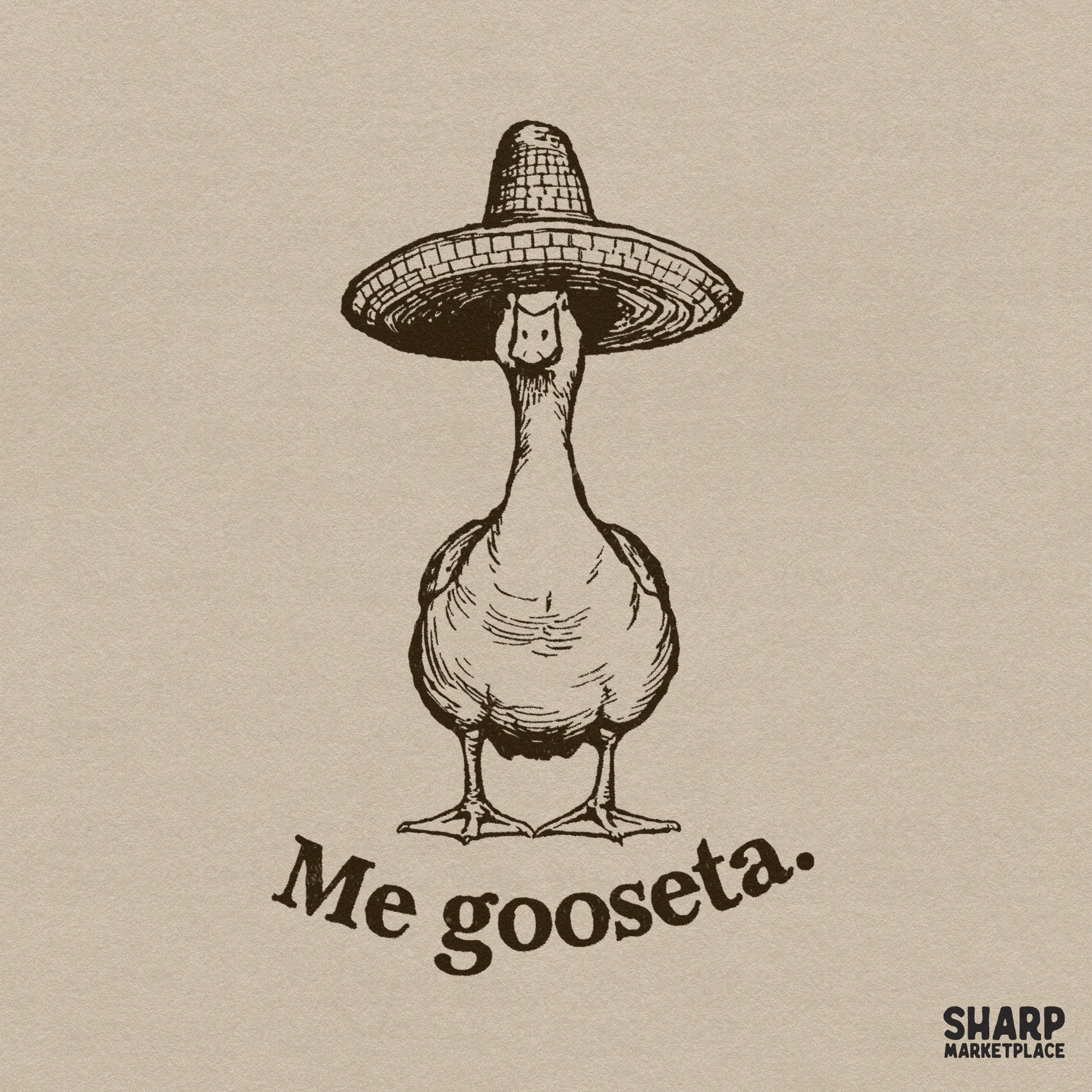 Funny Me Gooseta goose pun wearing a sombrero retro PNG for sarcastic sublimation shirts and Mexico themed designs