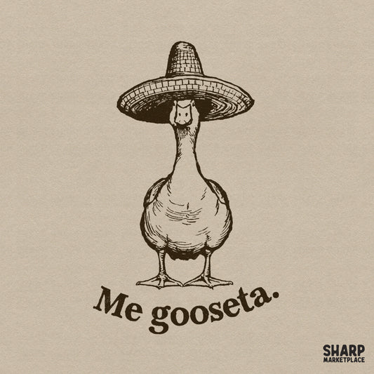 Funny Me Gooseta goose pun wearing a sombrero retro PNG for sarcastic sublimation shirts and Mexico themed designs