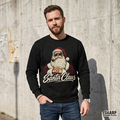 Cool vintage Santa Claus wearing sunglasses and pipe funny Christmas PNG graphic for shirts and holiday apparel