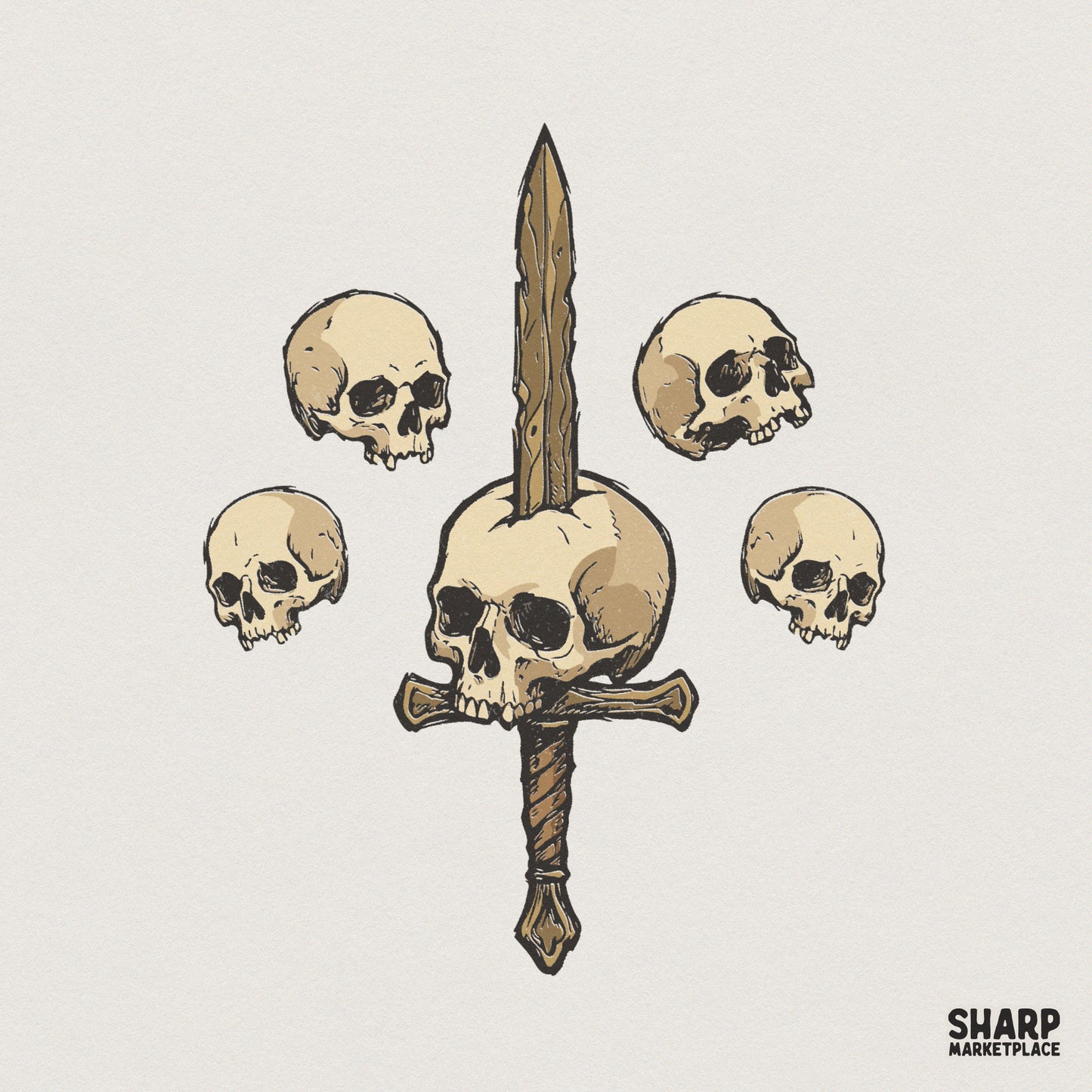 Sword And Skulls PNG, Gothic Skull Art - 300 DPI Design for T-Shirt