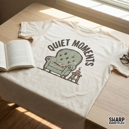 Quiet Moments PNG, Cozy Reading Chair Digital Design - 300 DPI Design for