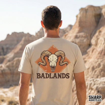 Badlands PNG Design, Western Ram Skull Digital Download - 300 DPI Design