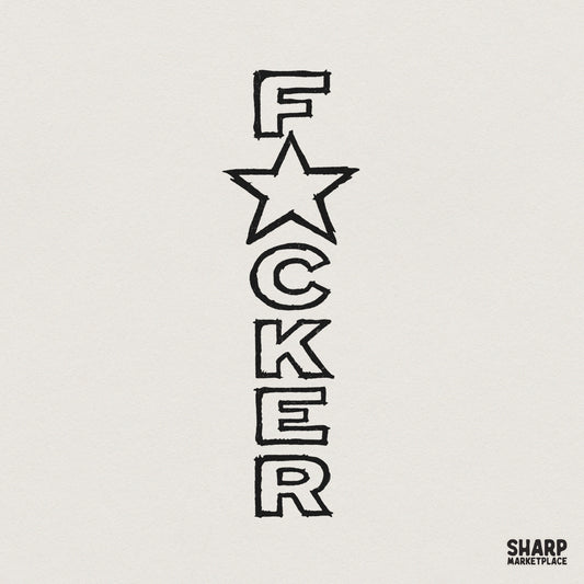F*cker PNG, Vertical Funny Letter Art - 300 DPI Design for T-Shirt