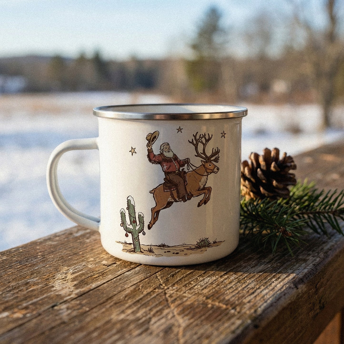 Santa Riding Reindeer PNG, Cowboy Christmas PNG - 300 DPI Design for