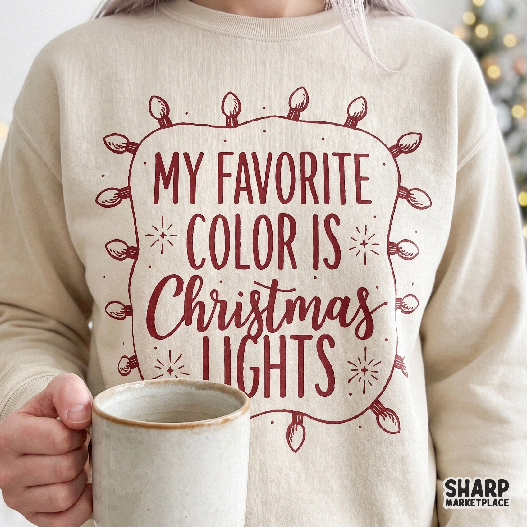 Funny retro Christmas lights design for holiday shirts and winter apparel featuring a festive quote digital PNG download