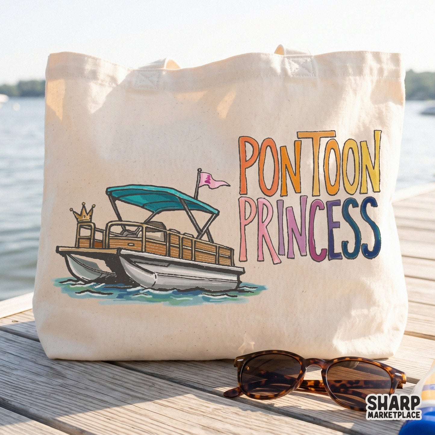 Pontoon Princess trendy summer PNG for girls trip lake life shirts and cute boat vacation sublimation design