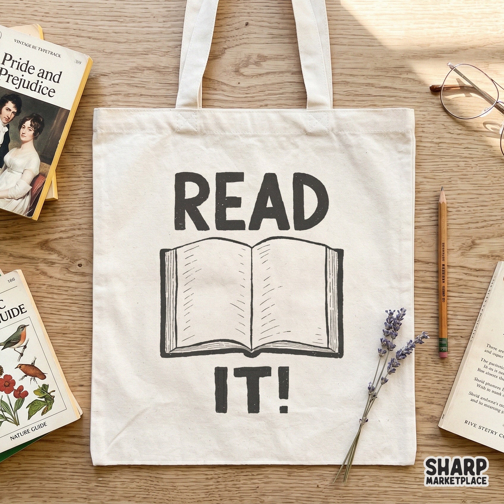 Retro open book PNG with Read It text for vintage bookworm t-shirts and reading club bookmarks digital download design