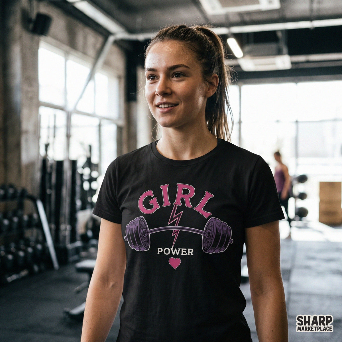 Girl Power PNG, Heavy Barbell Workout Shirt, Female