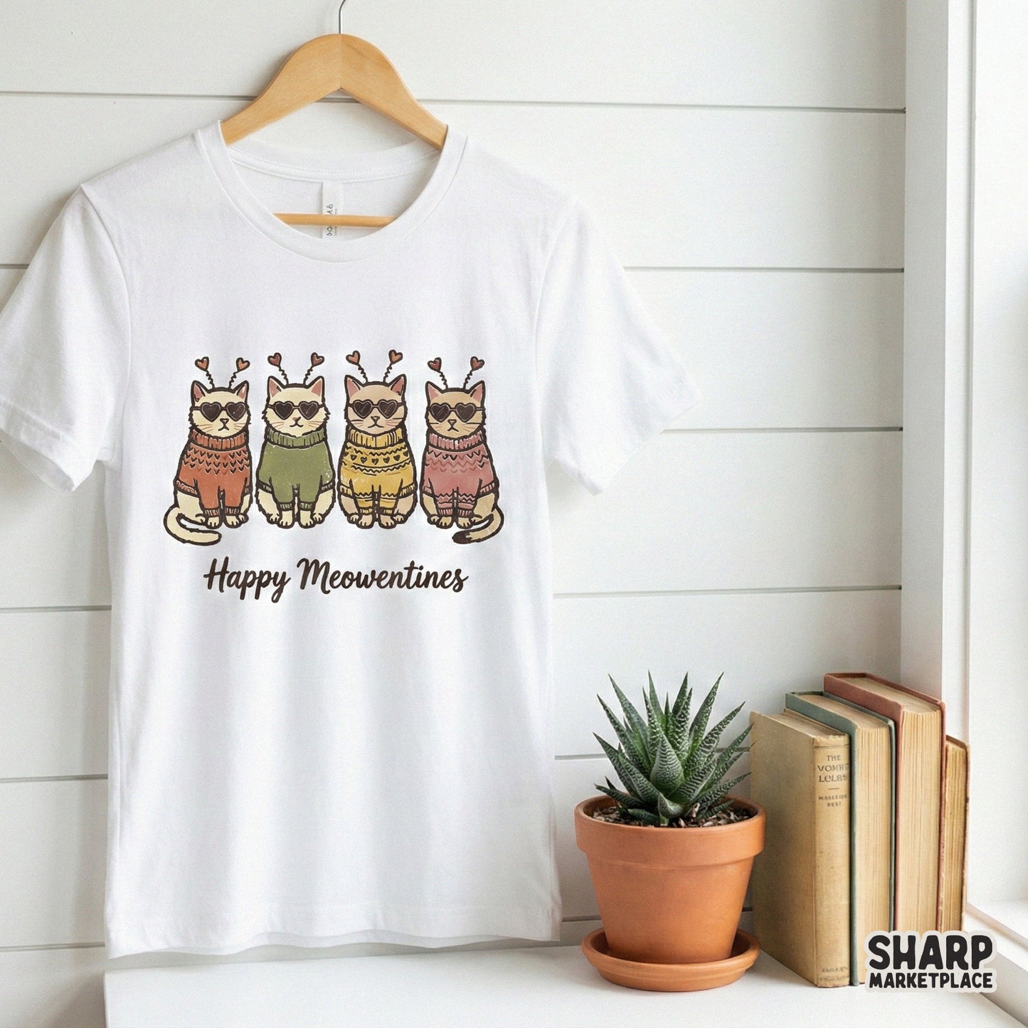 Happy Meowentines PNG, Cute Cat Valentine Clipart - 300 DPI Design for