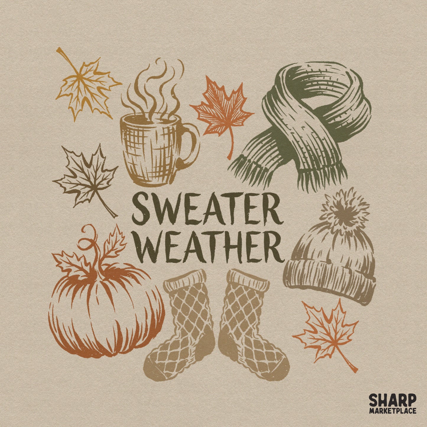 Retro fall pumpkin coffee graphic for autumn sublimation and cozy season apparel design