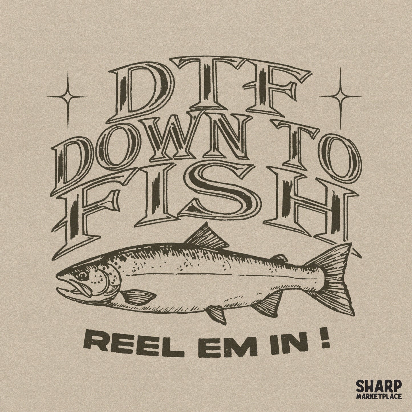 Funny retro down to fish pun design for lake summer shirts and sublimation sublimation crafts