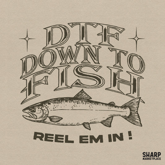 Funny retro down to fish pun design for lake summer shirts and sublimation sublimation crafts
