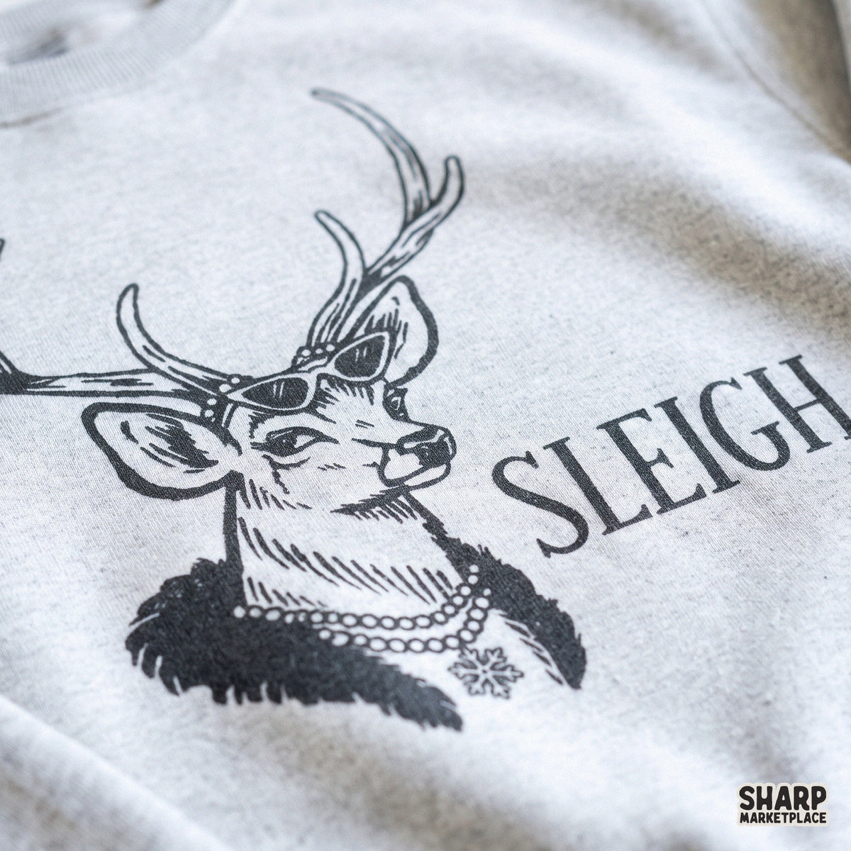 Boujee deer with glam antlers and pearls Christmas PNG design for funny holiday t-shirts and sublimation crafts