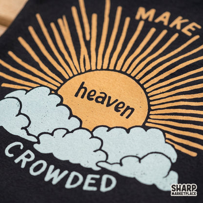 Retro Make Heaven Crowded christian png design with sunshine clouds for trendy shirts and faith apparel