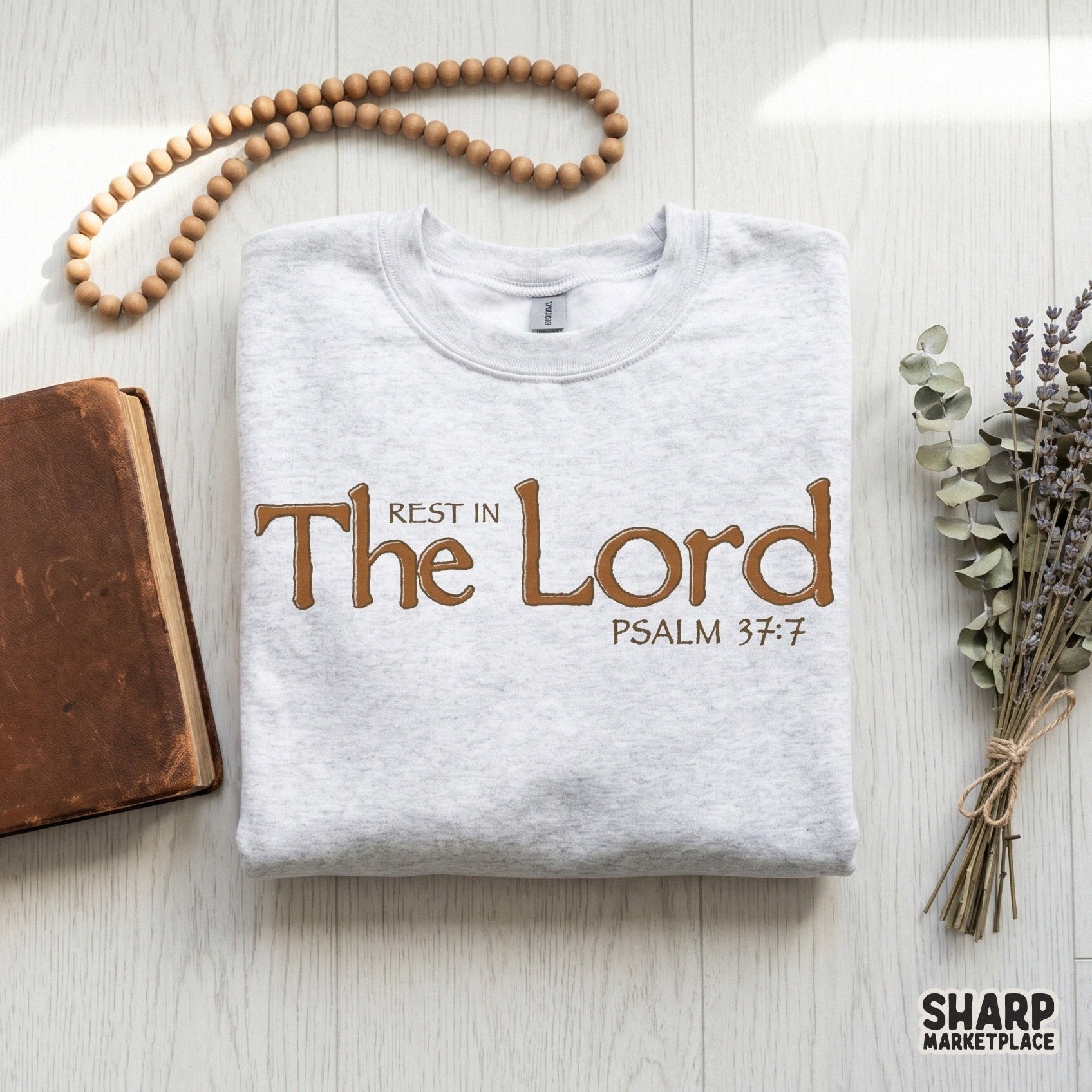 Rest In The Lord Psalm 37:7 retro Christian bible verse sublimation design for faith shirts and apparel