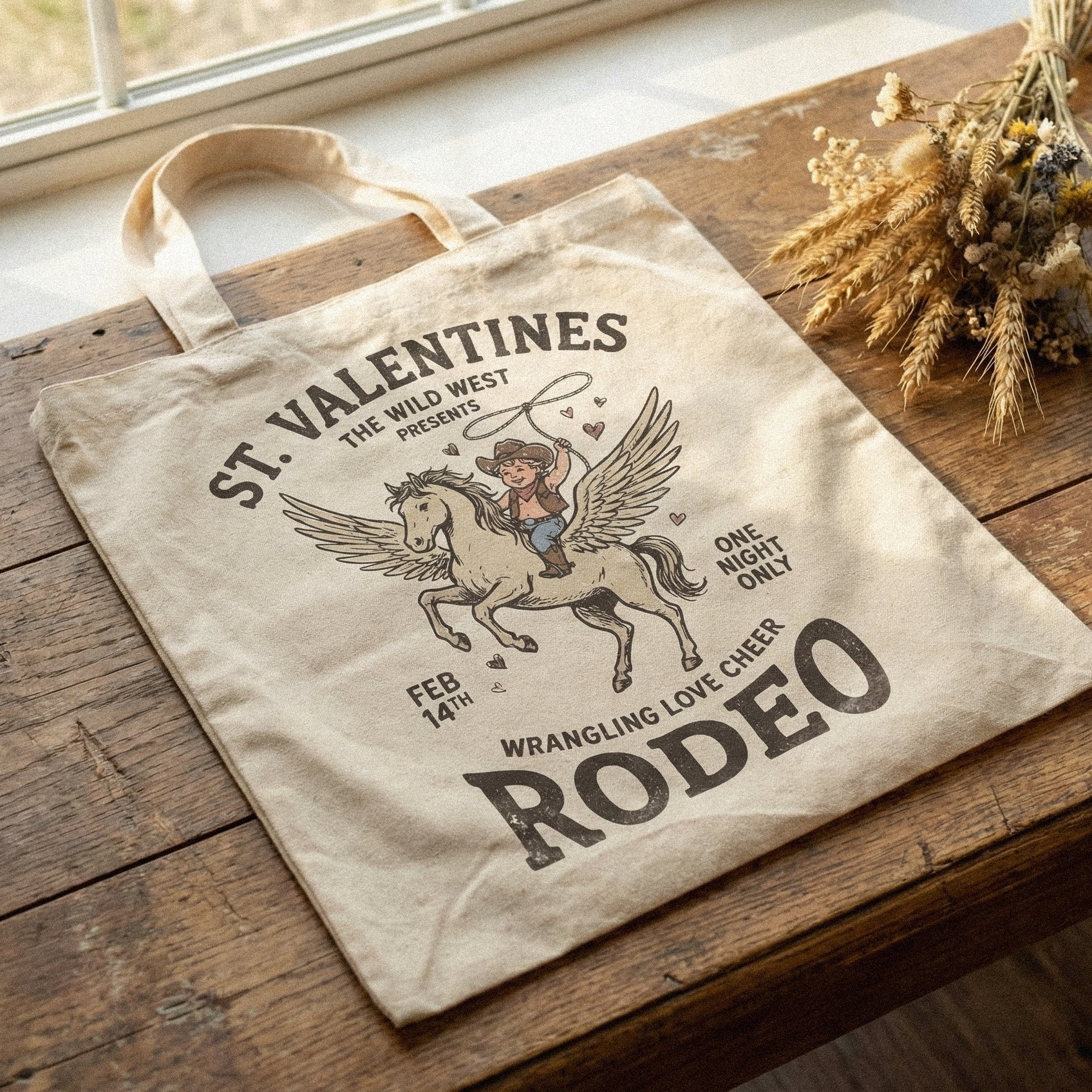 St. Valentines Rodeo PNG, Wrangling Love Cheer - 300 DPI Design for T-Shirt