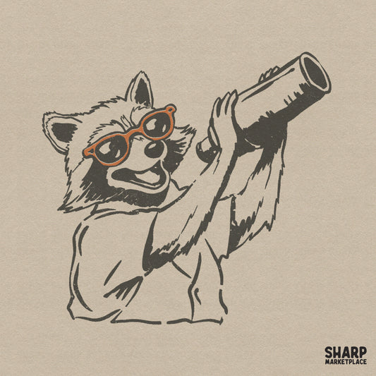 Raccoon With Telescope Illustration, PNG Designs For Shirt - 300 DPI