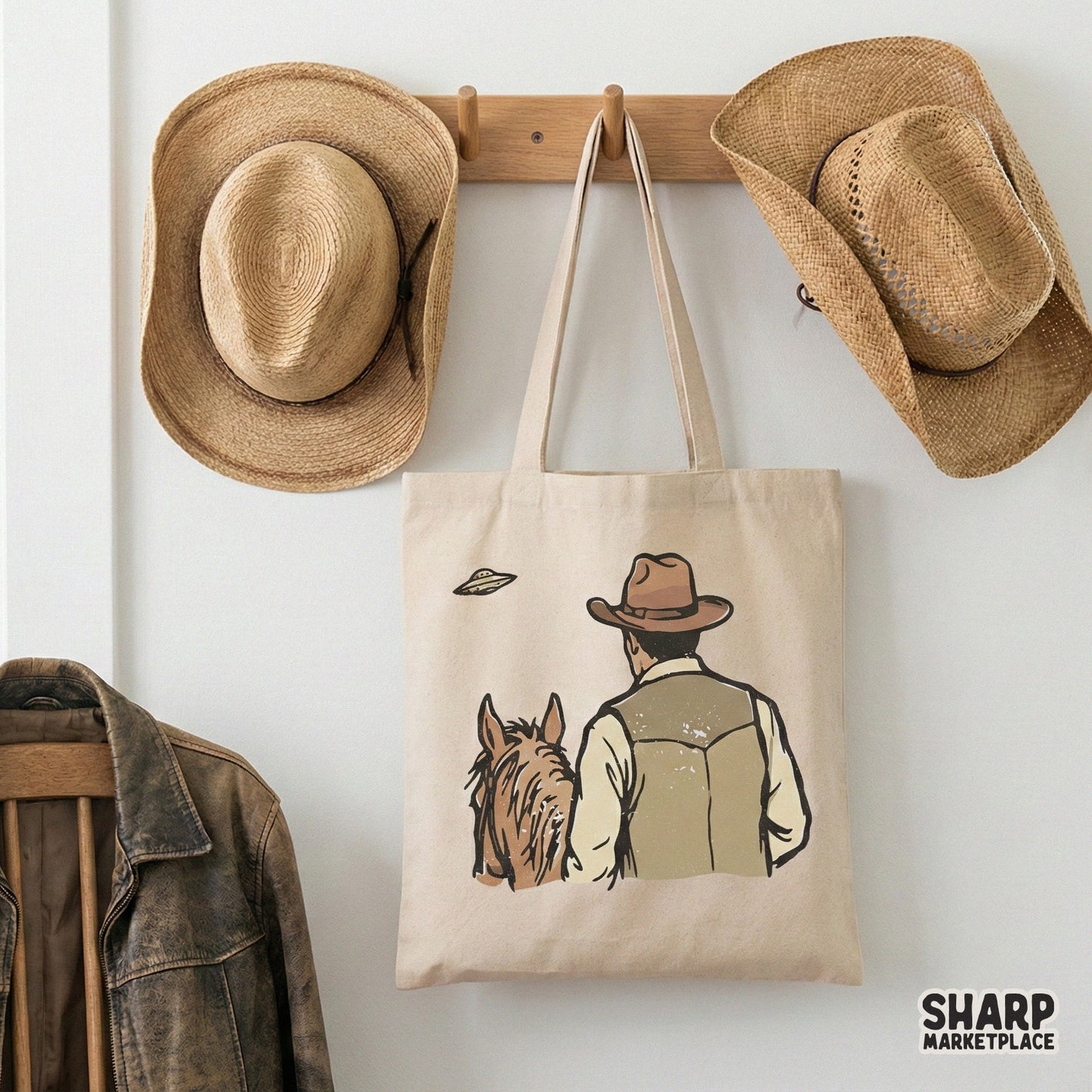 Western Cowboy and UFO PNG, Alien Encounter Digital Design - 300 DPI