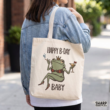 Funny bikini frog retro birthday PNG design ideal for sarcastic animal meme t-shirts and gifts