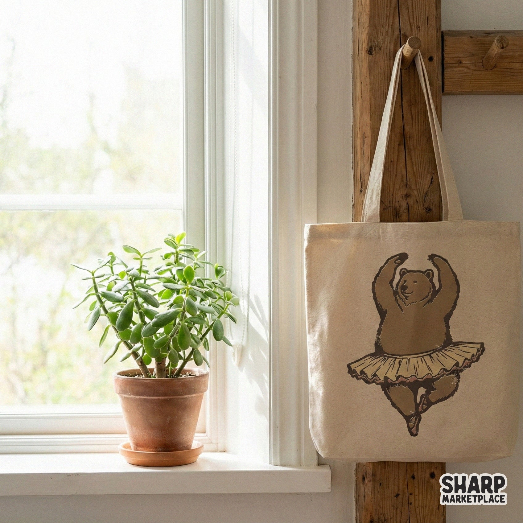 Funny Dancing Bear Ballerina T-Shirt Design, Ballet Animal Tutu Art - 300