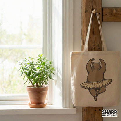 Funny Dancing Bear Ballerina T-Shirt Design, Ballet Animal Tutu Art - 300