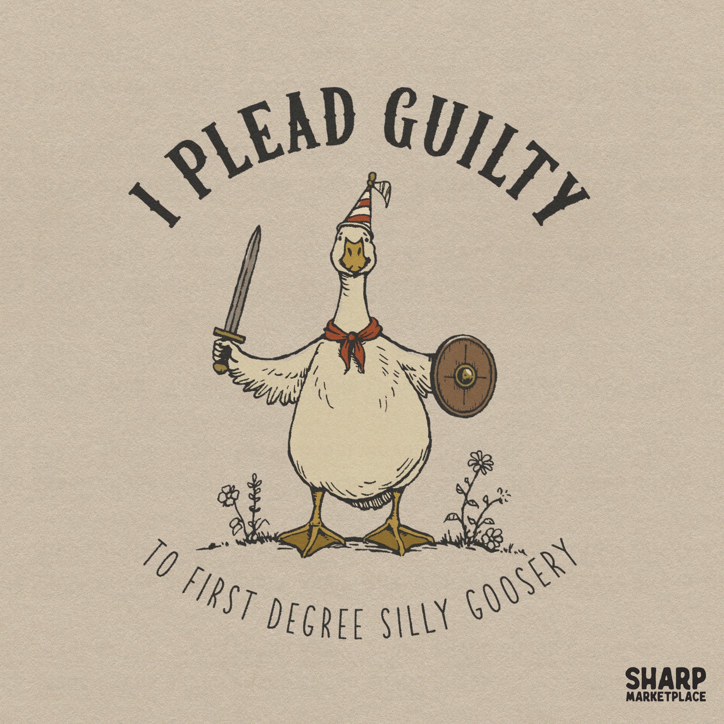 Sarcastic silly goose wearing a party hat retro funny animal meme PNG digital download graphic for shirts