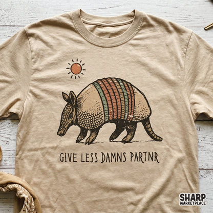 Vintage aesthetic armadillo graphic with sage and terracotta shell accents, perfect for sublimation, stickers, or custom t-shirt printing.