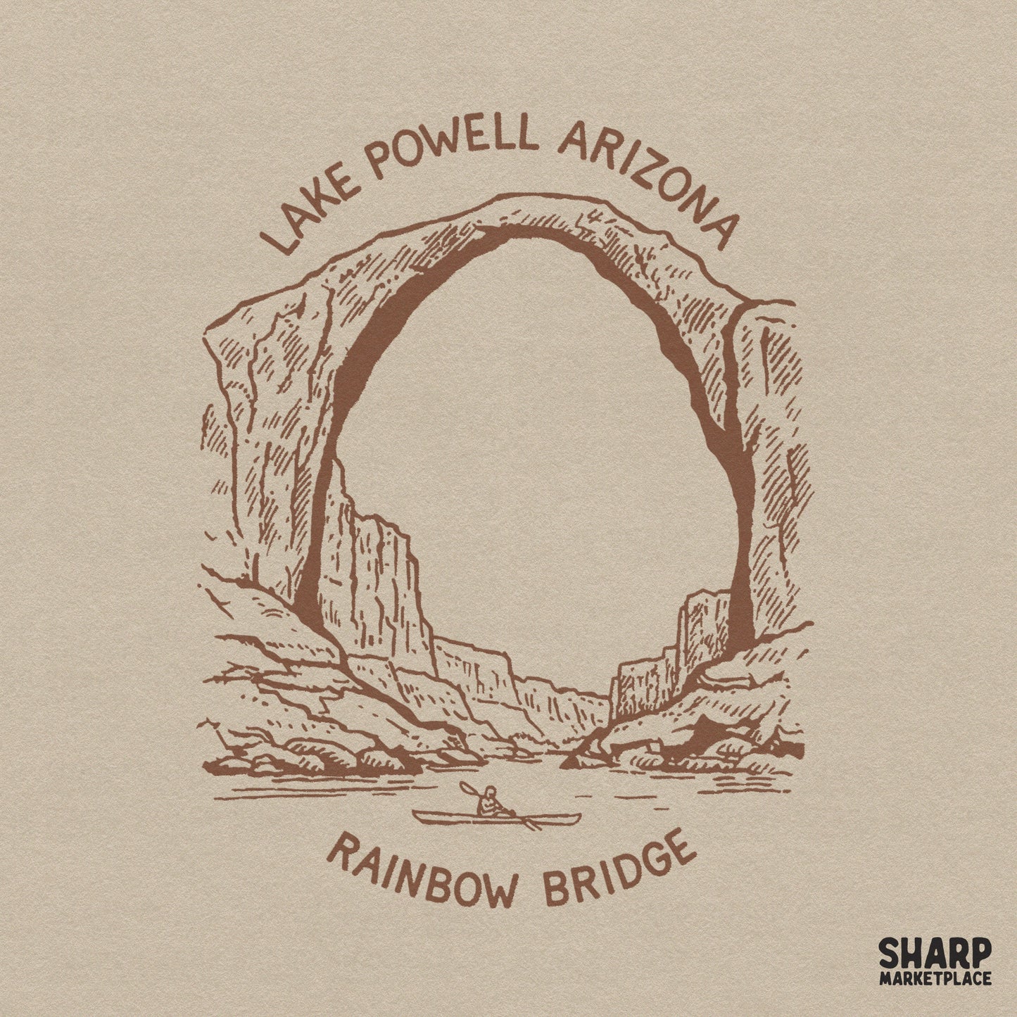 Retro Lake Powell Arizona Rainbow Bridge line art sublimation graphic for summer beach shirts