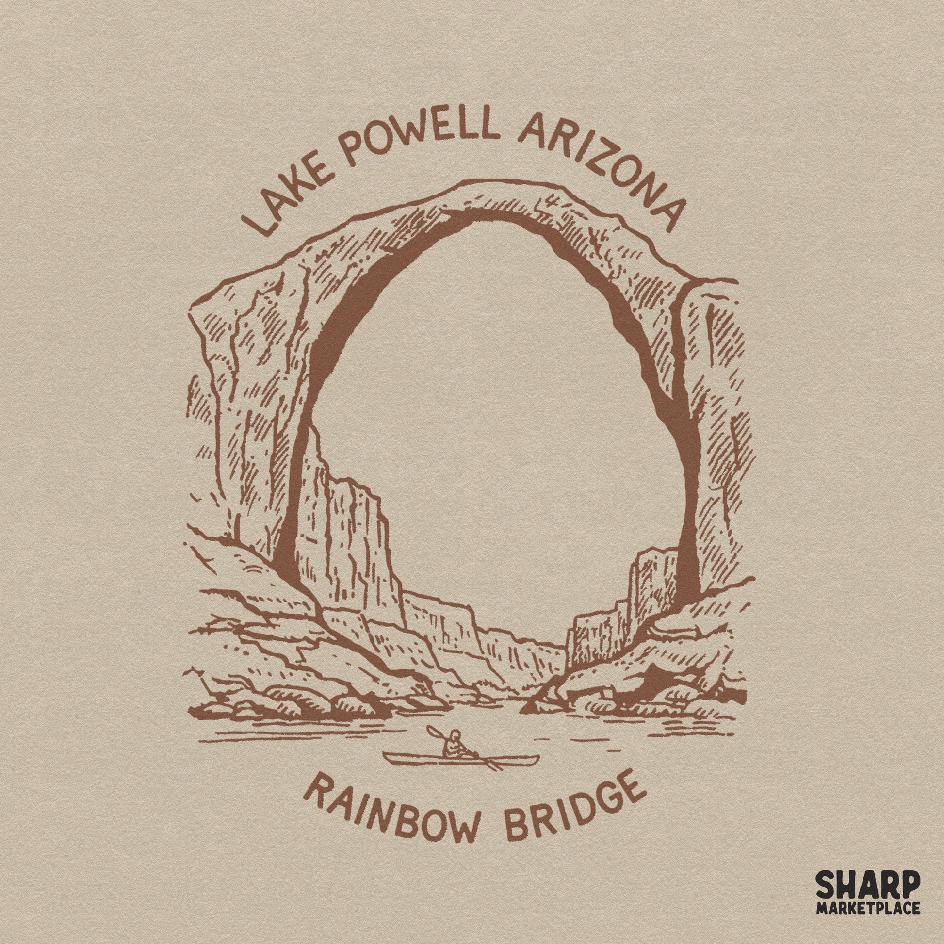 Retro Lake Powell Arizona Rainbow Bridge line art sublimation graphic for summer beach shirts