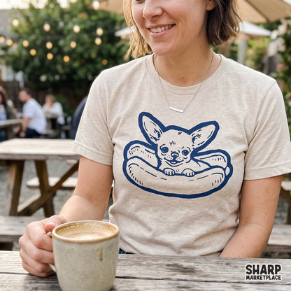 Funny chihuahua in a hot dog bun retro shirt png design for dog lovers and print on demand apparel