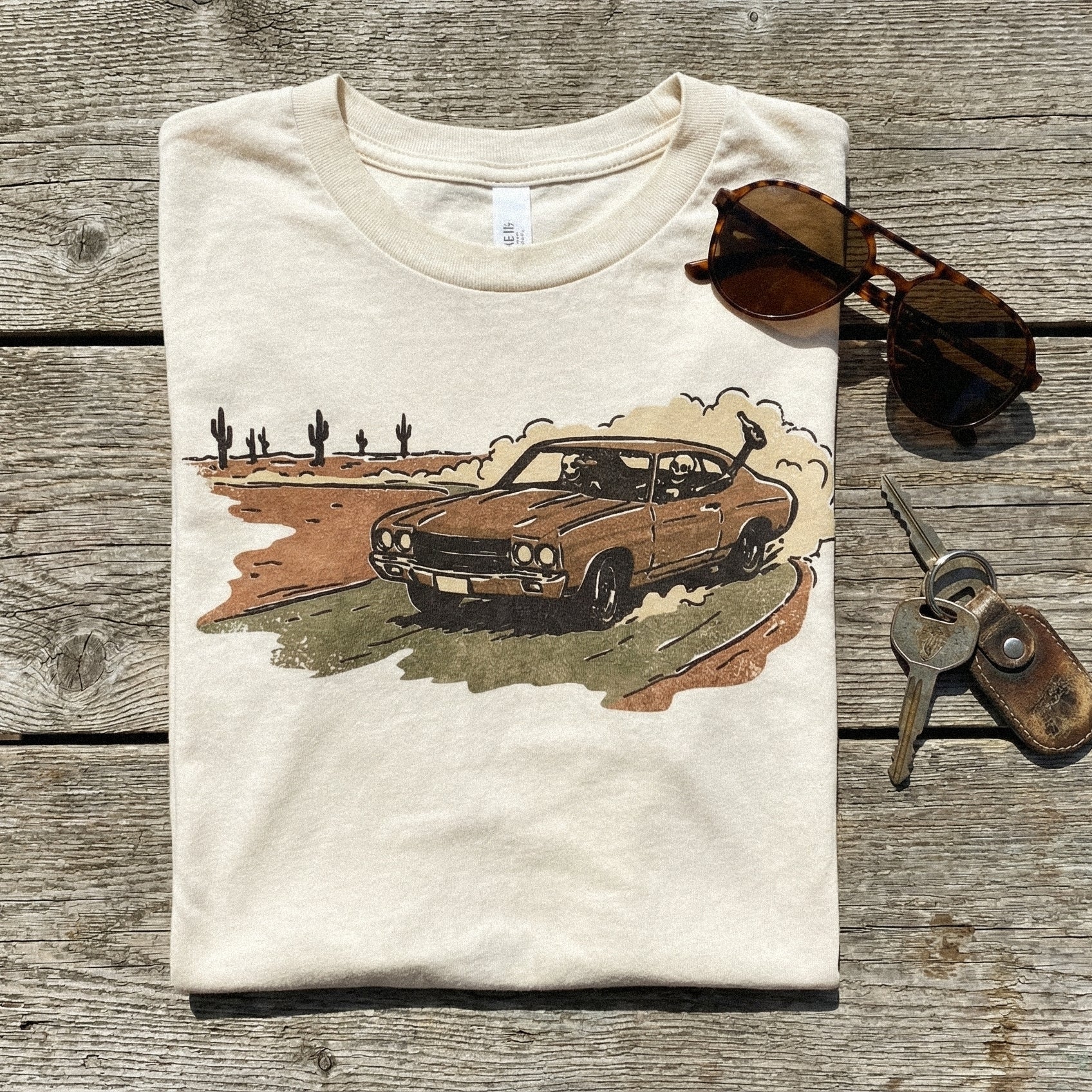 Desert Drive Classic Car PNG, Vintage Roadtrip Art - 300 DPI Design for