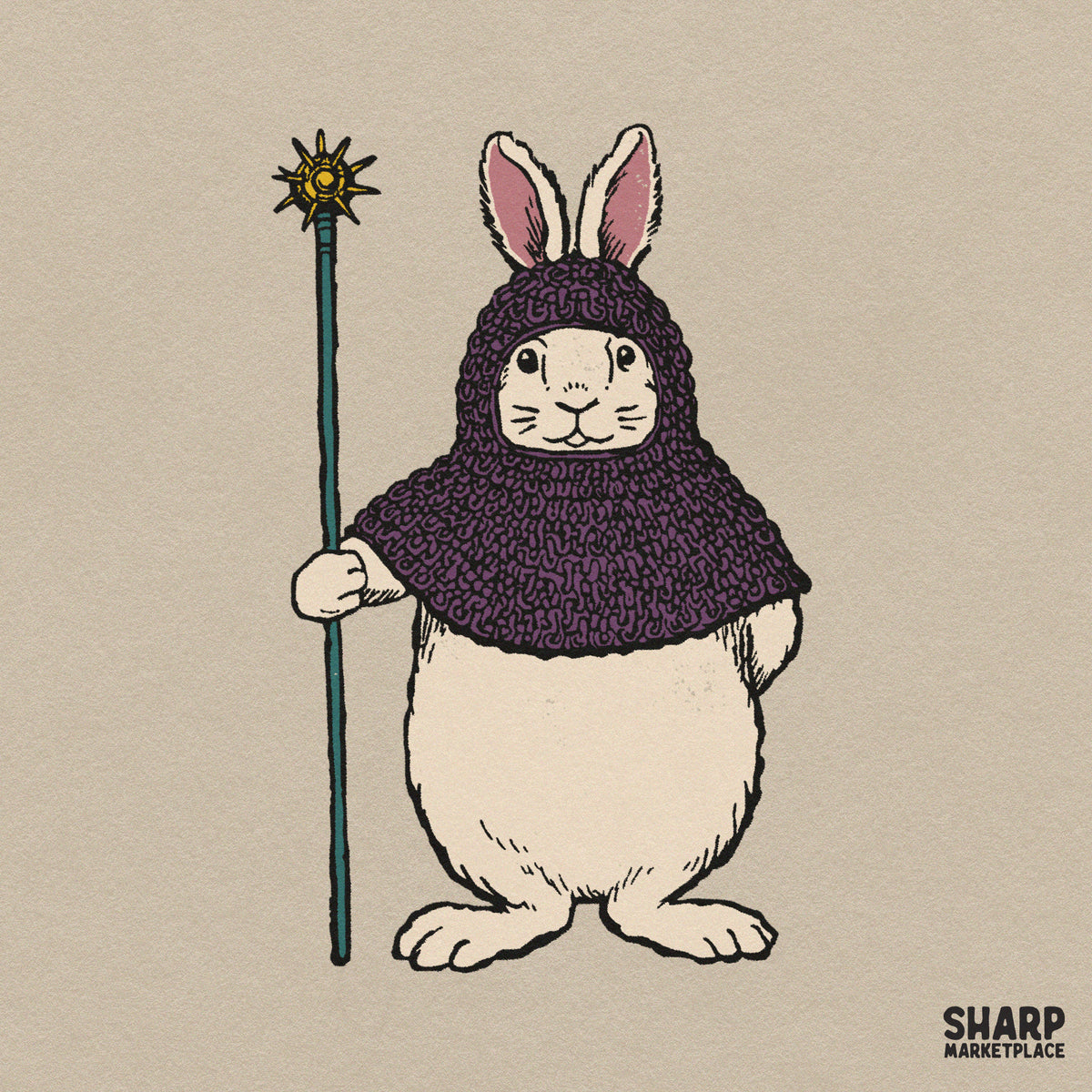 Medieval Bunny Knight in Chainmail Hood, Popular Trending