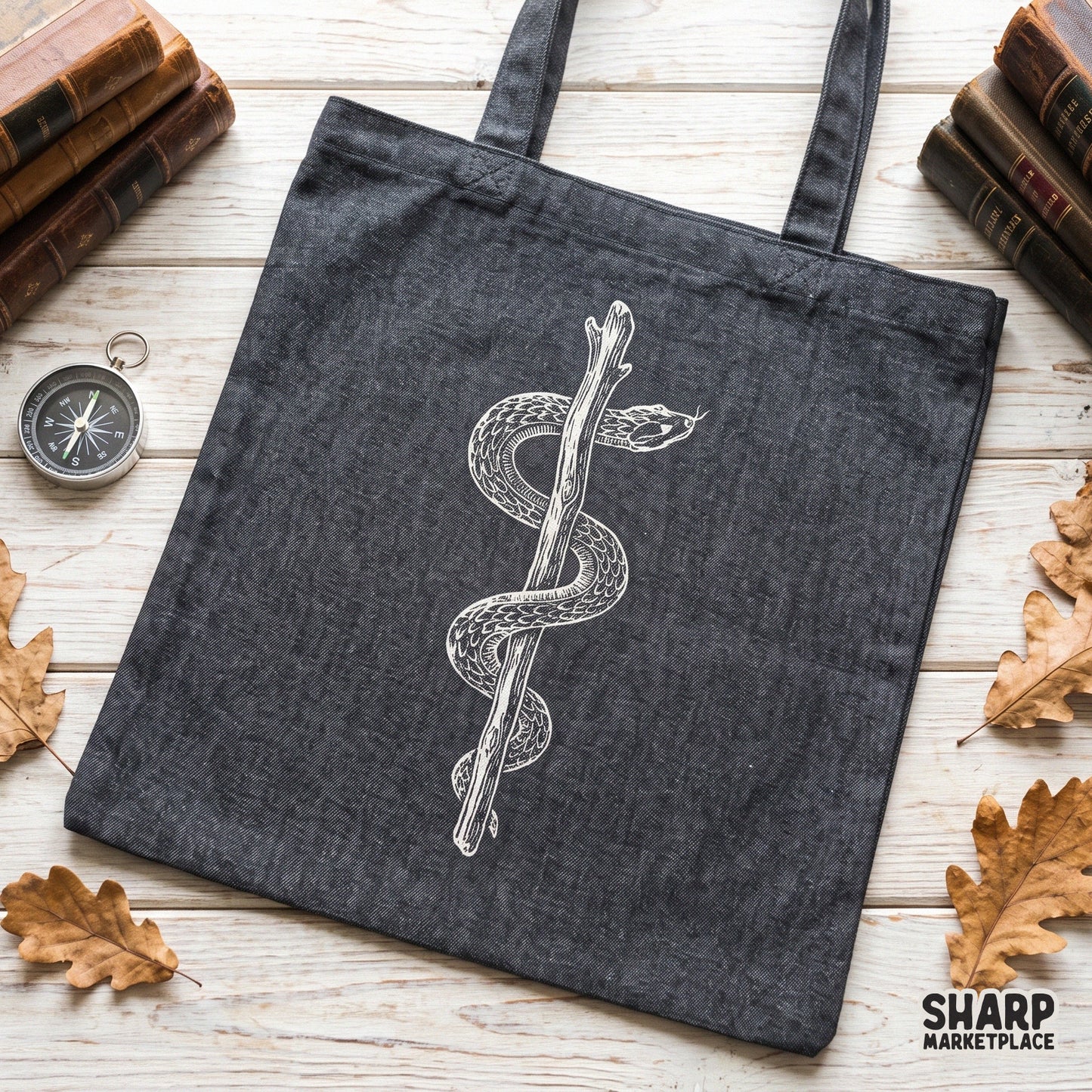 Retro spooky snake wrapped around a wooden stick tattoo sublimation graphic for halloween png shirt designs