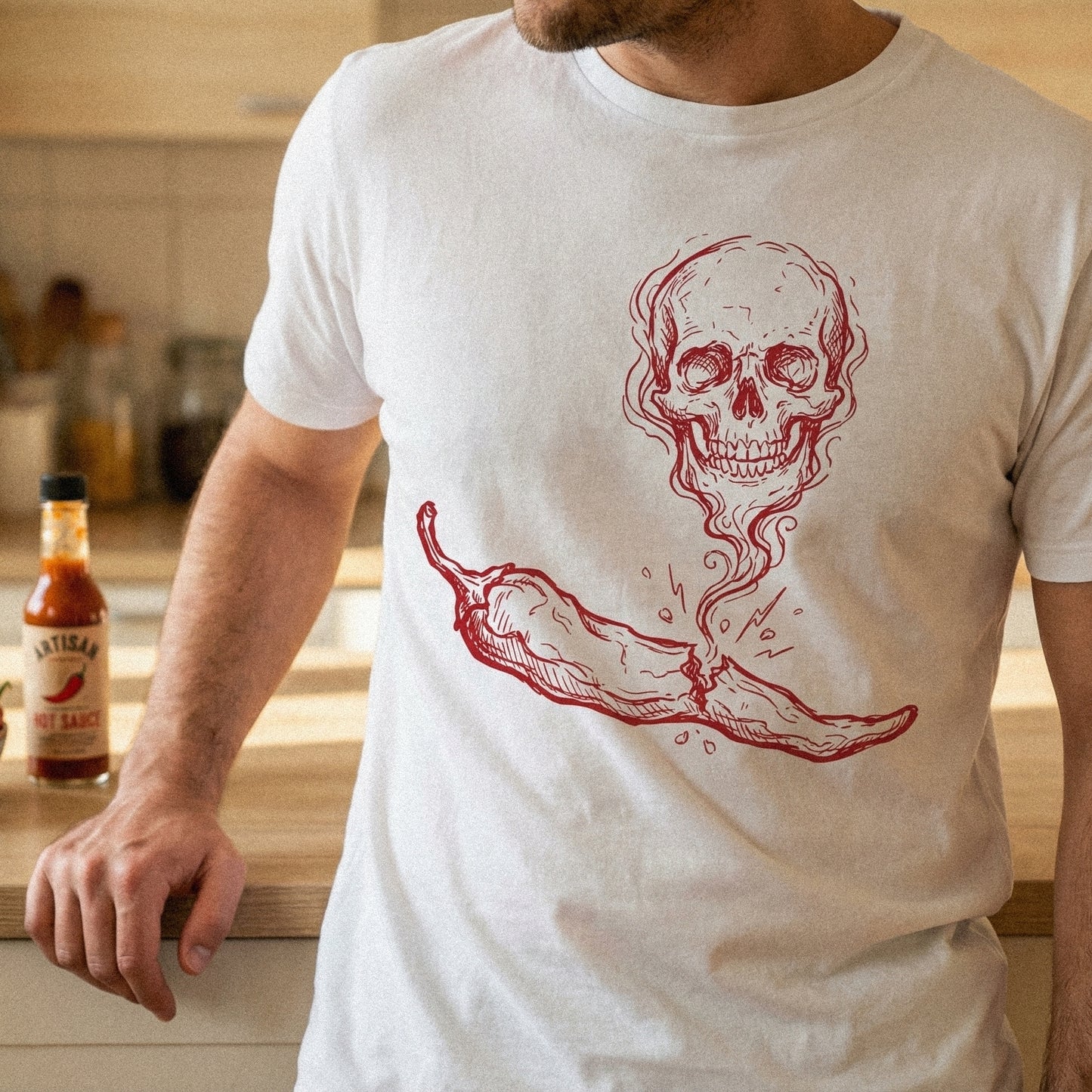 Spicy Skull PNG, Hot Pepper Skeleton Art - 300 DPI Design for T-Shirt