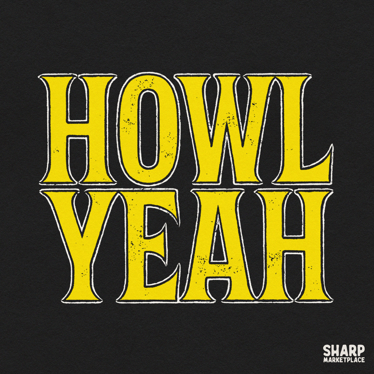 Retro yellow Howl Yeah typography fall PNG design for funny Halloween t-shirt sublimation