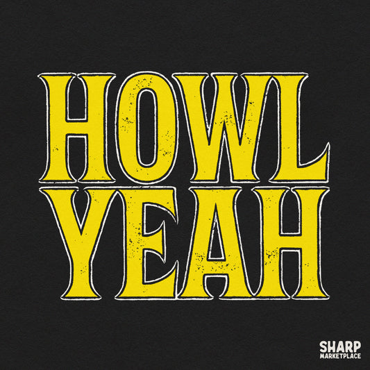 Retro yellow Howl Yeah typography fall PNG design for funny Halloween t-shirt sublimation