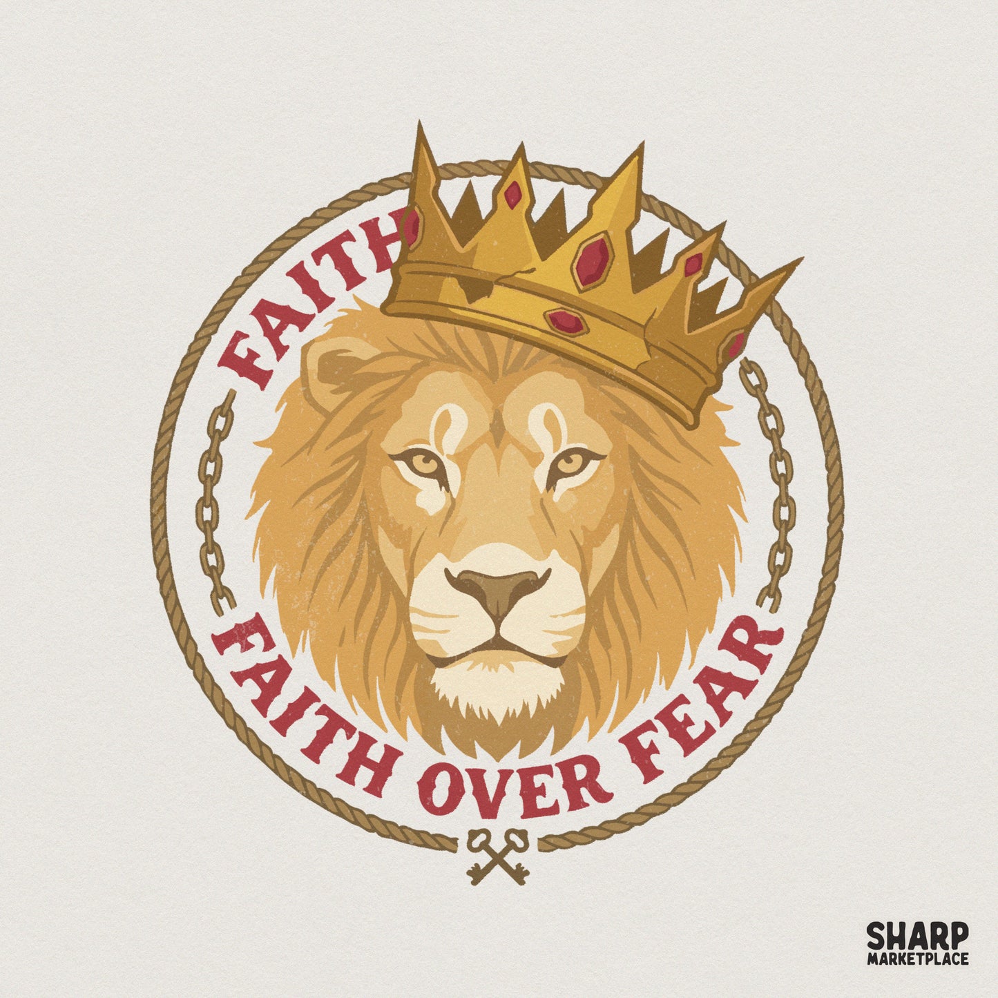 Faith Over Fear PNG, Lion Crown Christian Design - 300 DPI Design for