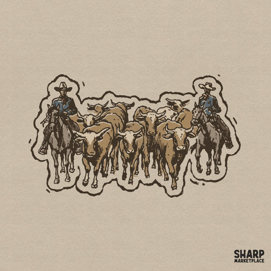 Vintage vintage western cattle drive graphic print for cowboy shirt apparel sublimation and t-shirts