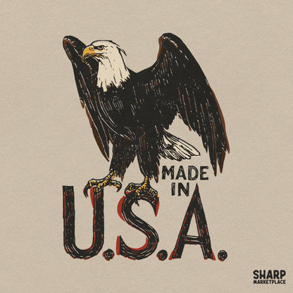 Vintage patriotic bald eagle with American flag design for western shirt sublimation downloads