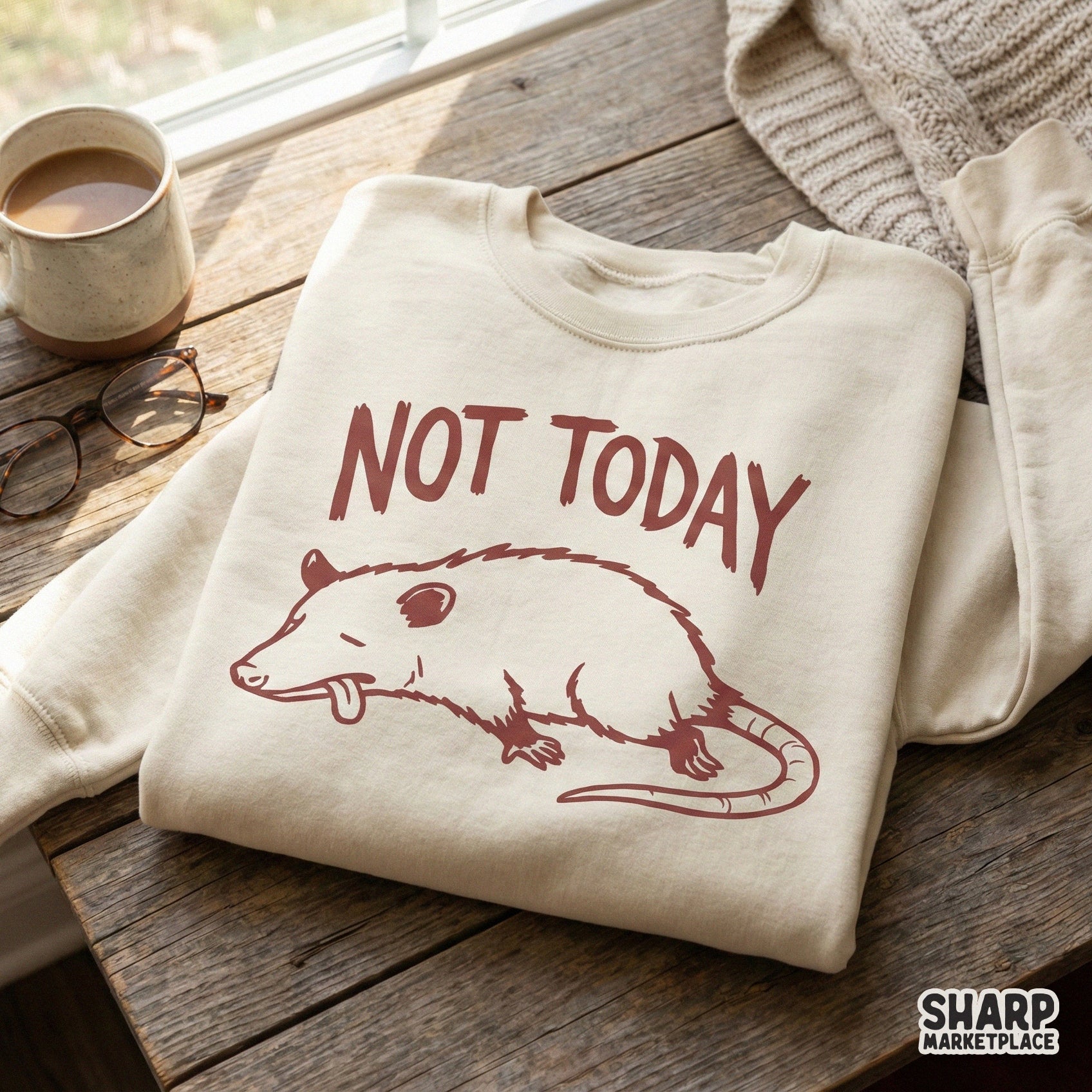Not Today PNG, Funny Opossum Digital Download - 300 DPI Design for T-Shirt