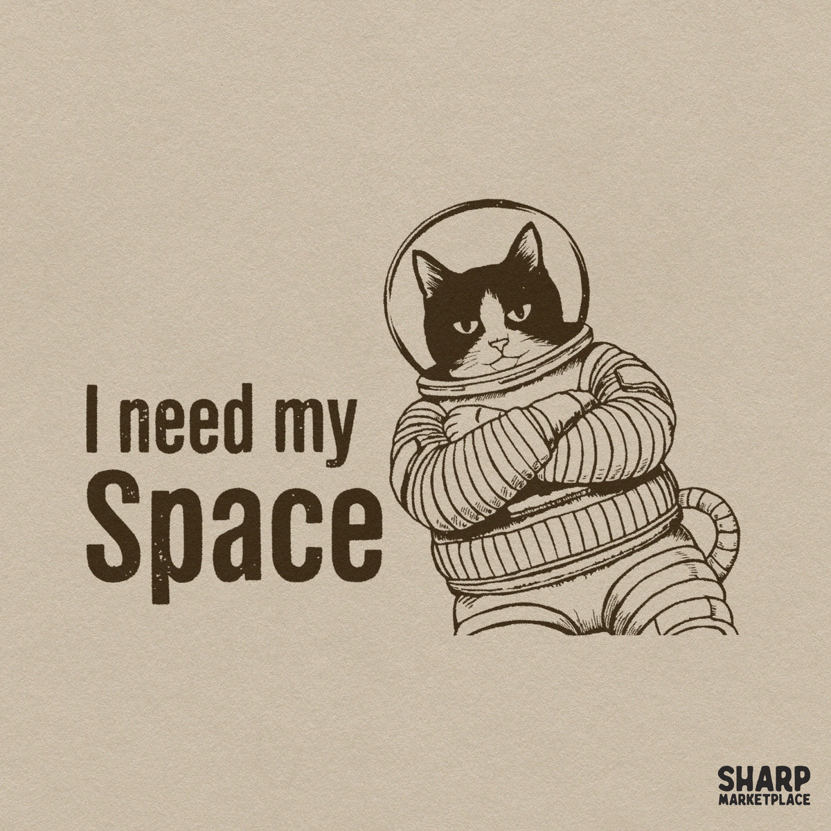 I Need My Space Trendy PNG Shirt PNG, Funny Astronaut Cat