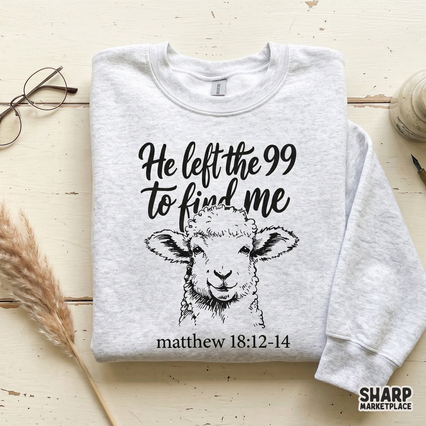 Retro christian png with a lost sheep graphic and Matthew 18 bible verse for faith t-shirt sublimation