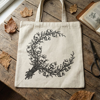 Gothic Skull Branch PNG, Dark Botanical Digital Download - 300 DPI Design