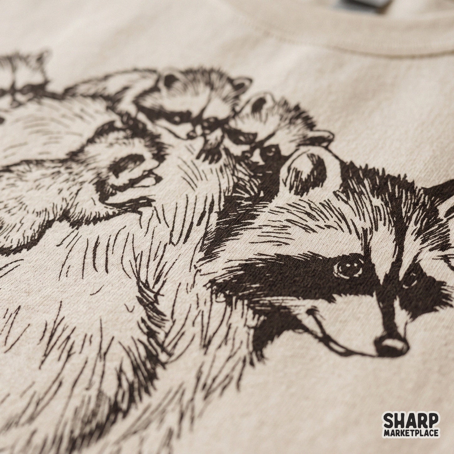 Vintage mama raccoon with four babies on her back PNG for funny mother's day animal shirts and trash panda apparel