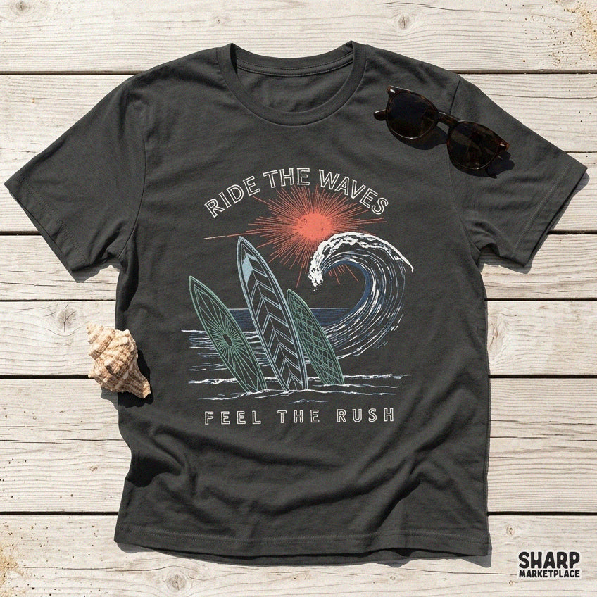 Ride The Waves Feel The Rush Summer PNG Trendy Shirt PNG