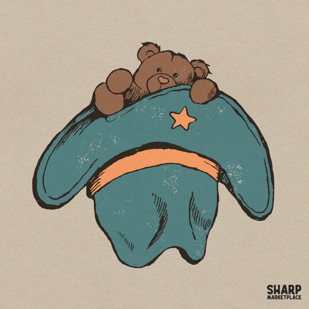 Cute Teddy Bear in Magic Wizard Hat PNG, Whimsical