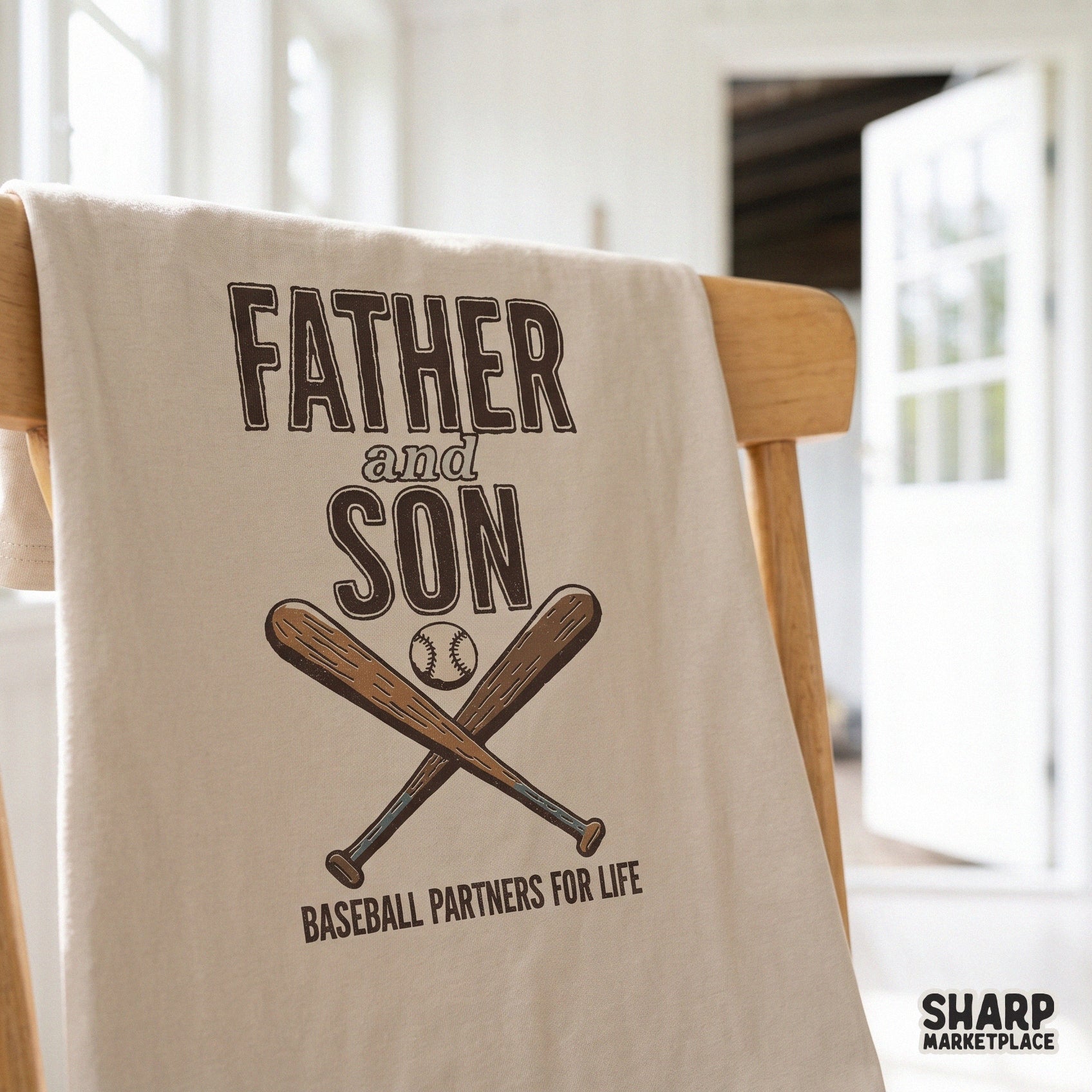 Vintage retro father and son baseball partners for life design with crossed bats for t-shirts and tumbler sublimation units