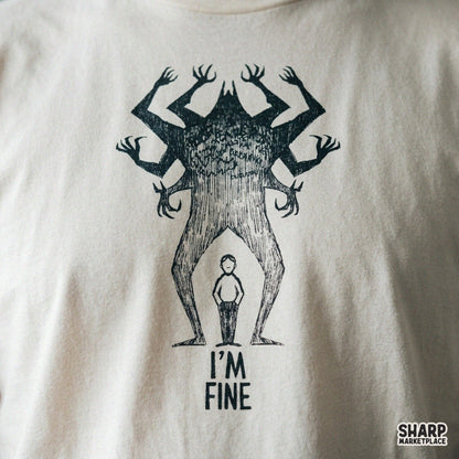 I'm Fine Anxiety Monster Shadow Sketch, Trendy PNG Shirt