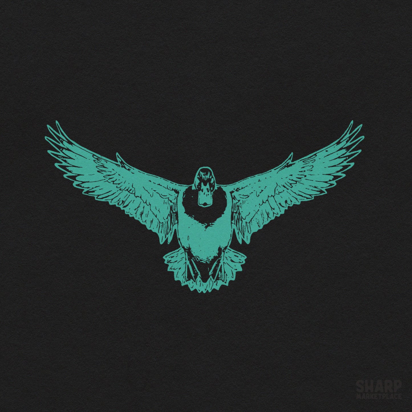 Vintage flying teal mallard duck graphic for hunting sublimation and wildlife shirts