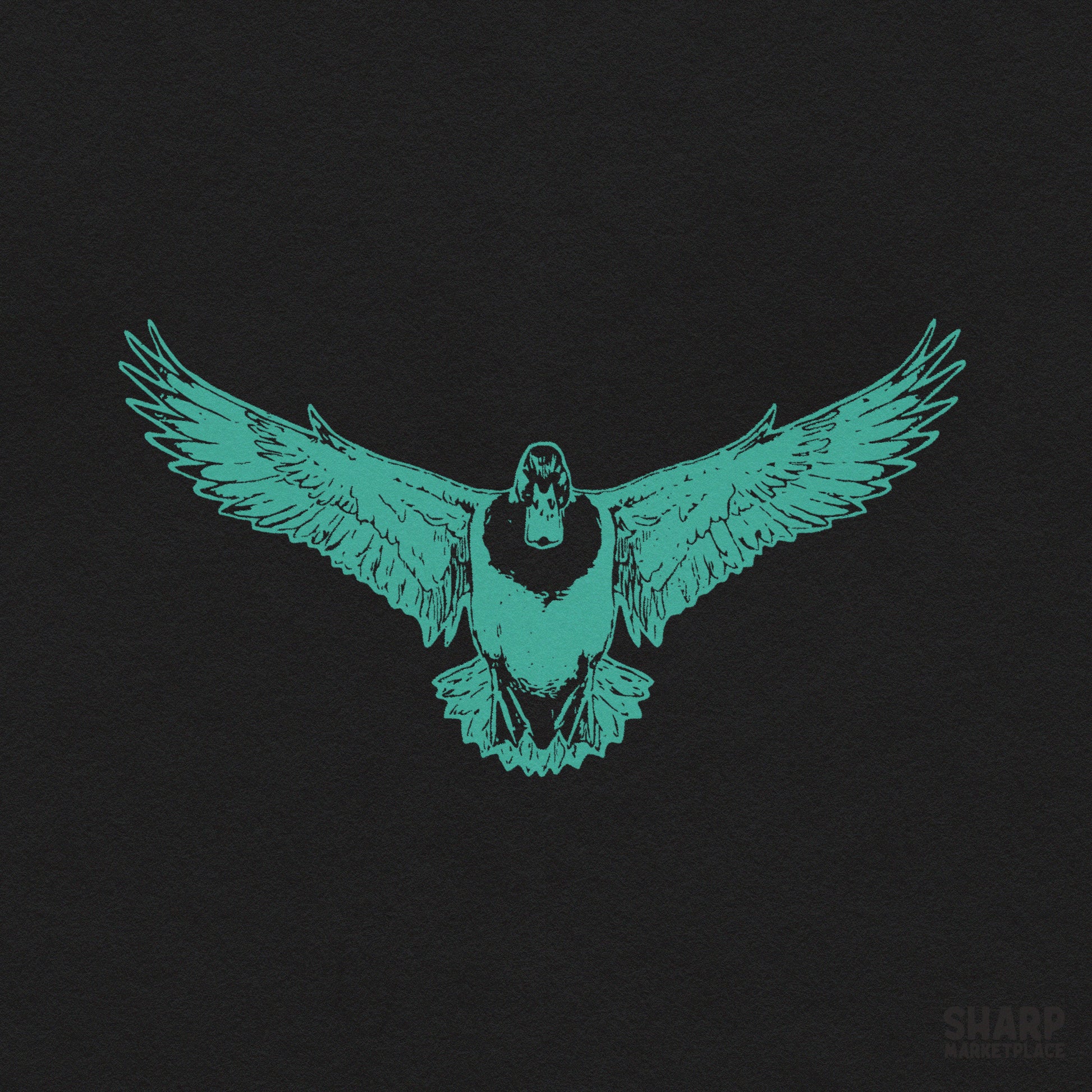 Vintage flying teal mallard duck graphic for hunting sublimation and wildlife shirts
